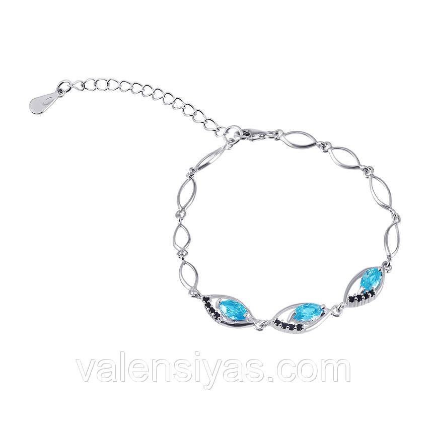 Срібний браслет із блакитними фіанітами Б2ФОТ/454