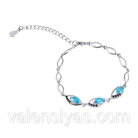 Срібний браслет із блакитними фіанітами Б2ФОТ/454, фото 2