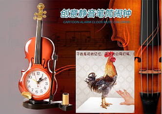Годинник будильник "Скрипка" настільний з підставкою для ручки (подарунок для шанувальника скрипки)