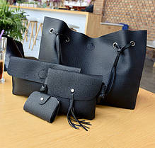 Оригінальний набір жіночих сумок для модних дівчат 4в1 Сумка-баула, клатч, сумочка, візитниця, фото 3