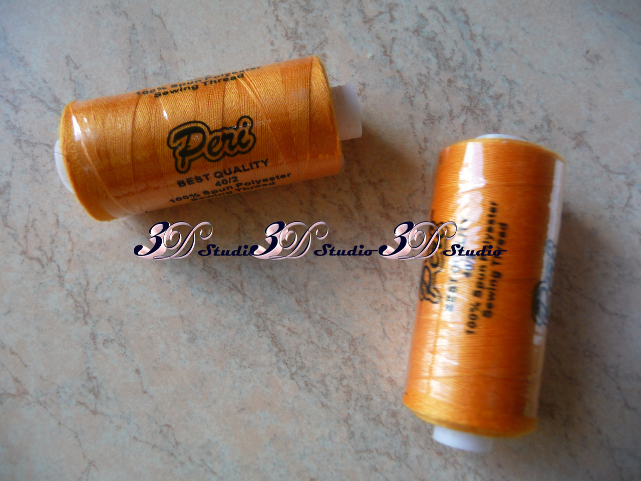 Нитки швейні №032 жовтогарячі 100% поліестер 400 ярдів, фото 1