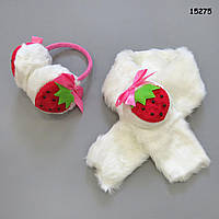 Набір "Полуничка" для дівчинки: навушники і шарф, від 3-х років