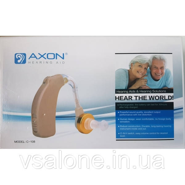 Завушний слуховий апарат акумуляторний Axon C-108 з зарядним пристроєм