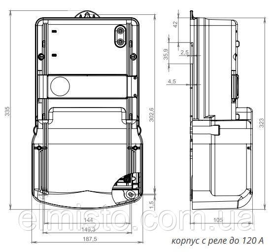 Габаритные и установочные размеры счетчика электроэнергии NIK 2307 ARP3T.1220.MC.21 Габаритные и установочные размеры счетчика электроэнергии NIK 2307 ARP3T.1220.MC.21 с RS485