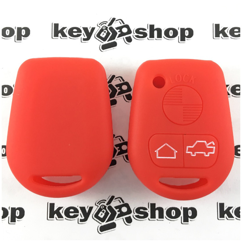 Чохол (червоний, силіконовий) для авто ключа BMW (БМВ) 3 кнопки