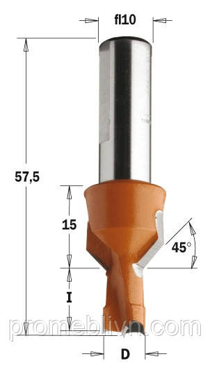 376.083.12 Свердло з зінкером NP HW D=8 I=13 L=57,5 S=10 LH