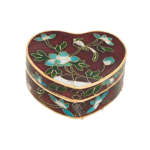 Скринька клуазоне - серце 2,5х6х5,5 см коричнева (А4545)