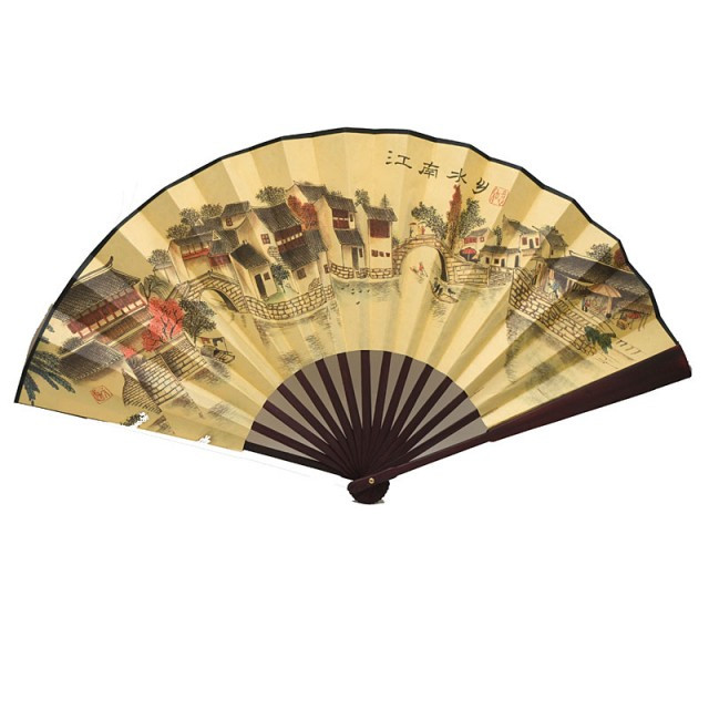 Віяло двостороннє "Міський пейзаж" 26х47 см (В1127a)