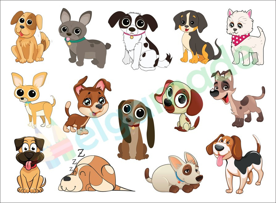 Фетр з принтом СОБАКИ 2, 22x30 см, корейський жорсткий 1.2 мм, фото 1