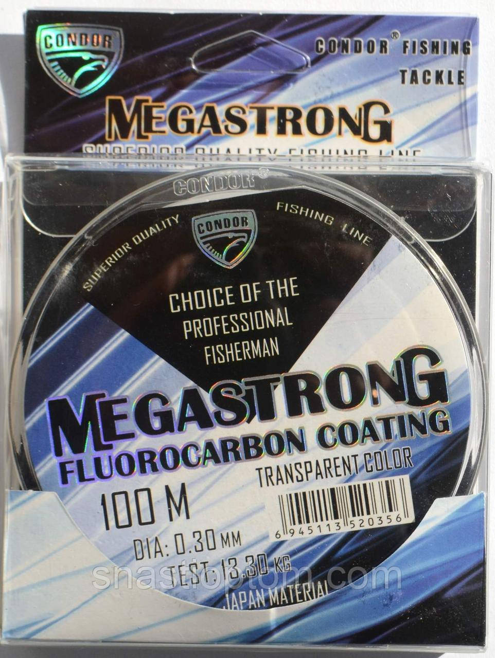 Волосінь рибальська Condor MegaStrong Fluorocarbon Coating, 0,3мм, 100м.