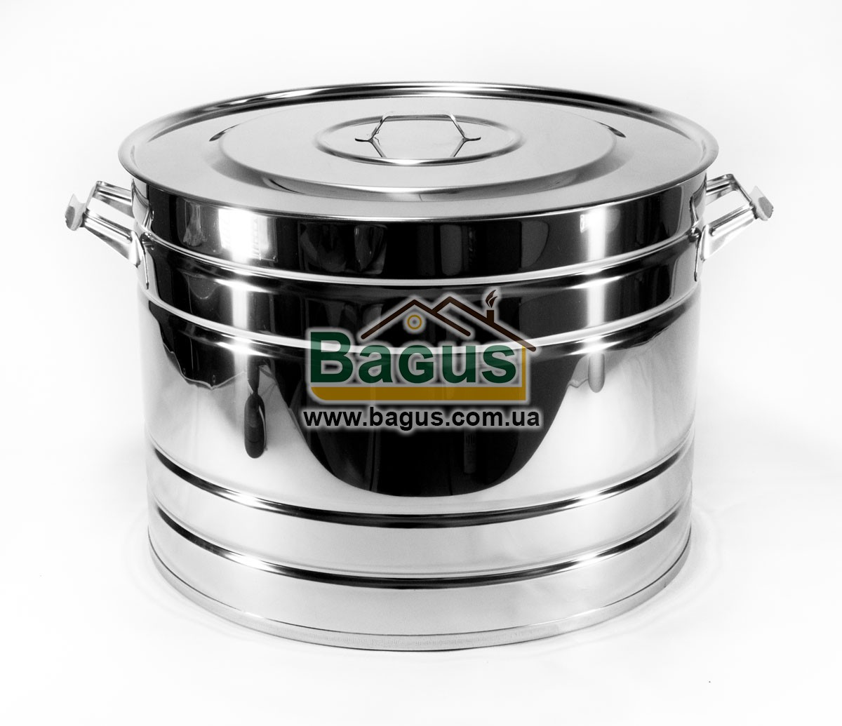 Котел (бак, каструля) 50 л із неіржавкої сталі з кришкою БА-50