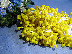 Тичинки цукрові кульки. Колір жовтий. 50 ниток — 100 головок