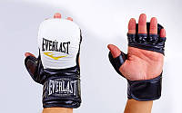 Рукавиці для єдиноборств MMA PU Everlast (р-р S-XL, білий-чорний)