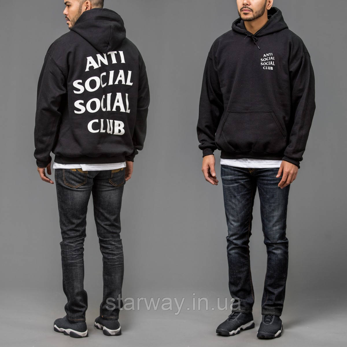Худі A. S. S. C. anti social social club | чорна стильна толстовка