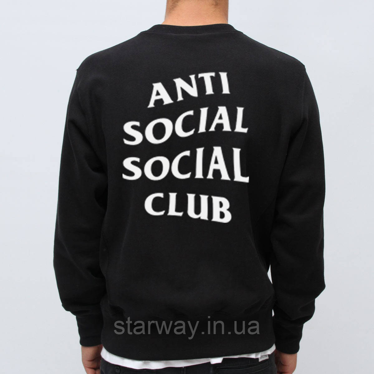 Чорний світшот з принтом anti social social club | кофта топ