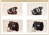 Ремінь чоловічий шкіряний класичний LFMB модель 4 (коричневий), фото 7