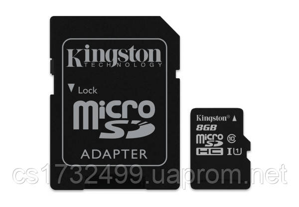 Карта памяти Kingston microSDHC UHS-I 8 Gb сlass 10 (SDC10/8GB)