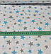 Бавовняна тканина польська зірки сіро-бірюзові великі та маленькі на білому No412, фото 5