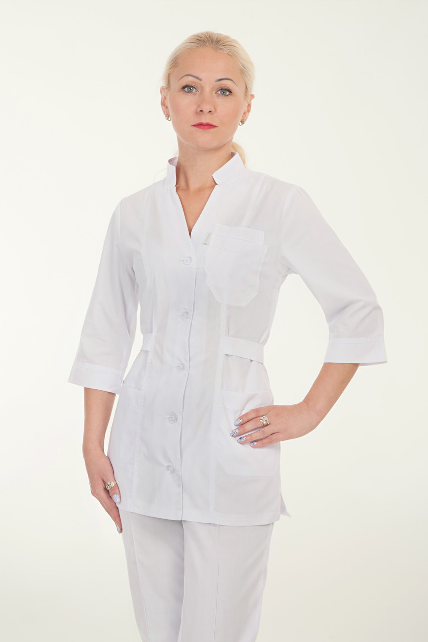 Медичний костюм жіночий "Health Life" батист білий 2210