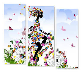 Модульна картина дівчинка на велосипеді