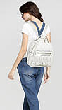 Рюкзак міський жіночий шкіряний зі стрічкою (бежевий), фото 2