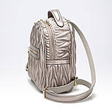 Рюкзак міський жіночий шкіряний зі стрічкою (бежевий), фото 4