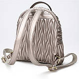 Рюкзак міський жіночий шкіряний зі стрічкою (бежевий), фото 5