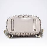 Рюкзак міський жіночий шкіряний зі стрічкою (бежевий), фото 6