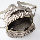 Рюкзак міський жіночий шкіряний зі стрічкою (бежевий), фото 9