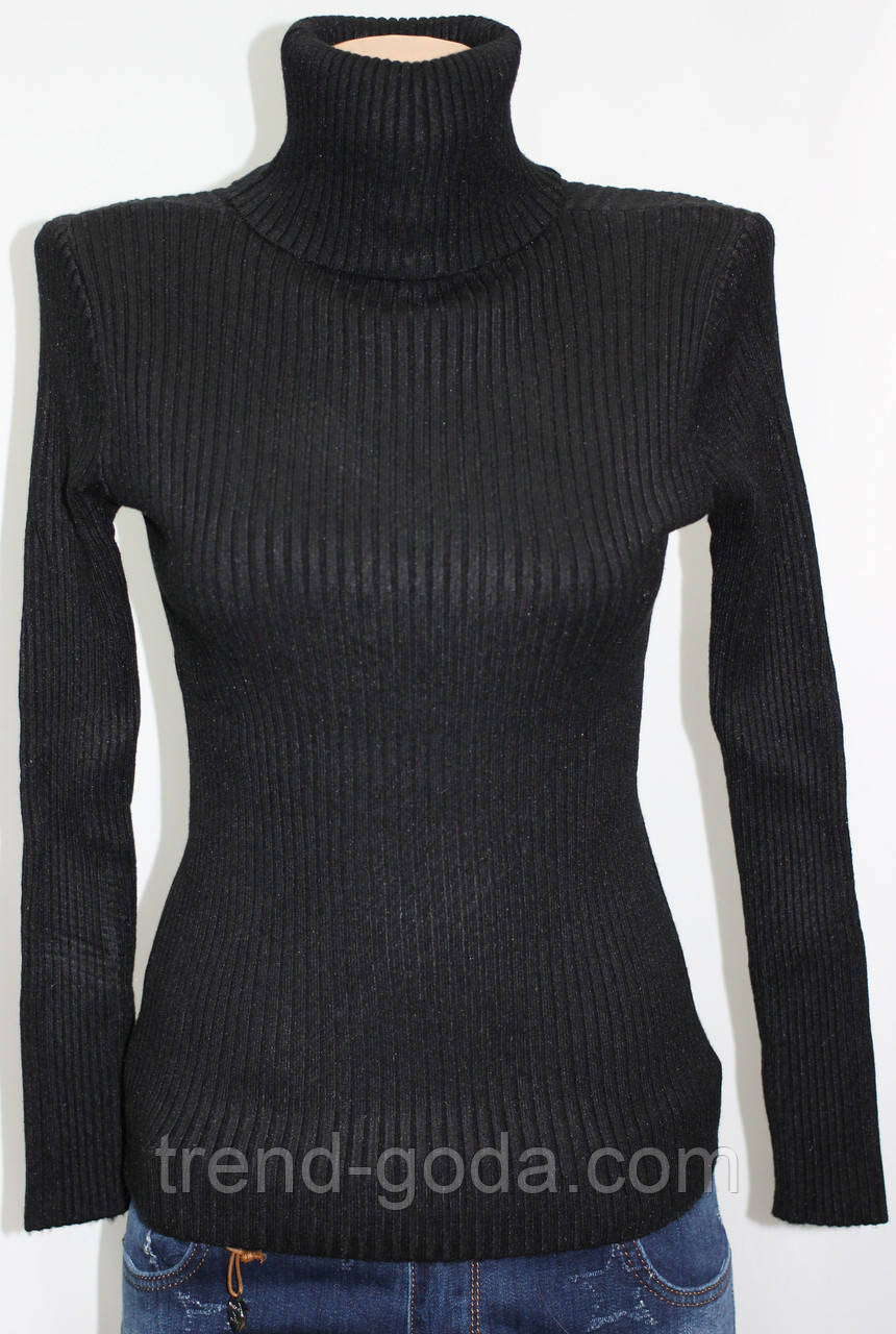 Кофта жіноча Гольф жіночий у рубчик чорний, фото 1