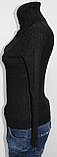 Кофта жіноча Гольф жіночий у рубчик чорний, фото 2