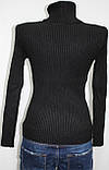 Кофта жіноча Гольф жіночий у рубчик чорний, фото 3
