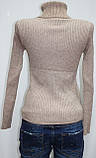 Кофта жіноча базовий теплий гольф у рубчик бежевий, фото 3