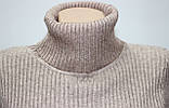 Кофта жіноча базовий теплий гольф у рубчик бежевий, фото 4