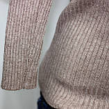 Кофта жіноча базовий теплий гольф у рубчик бежевий, фото 5