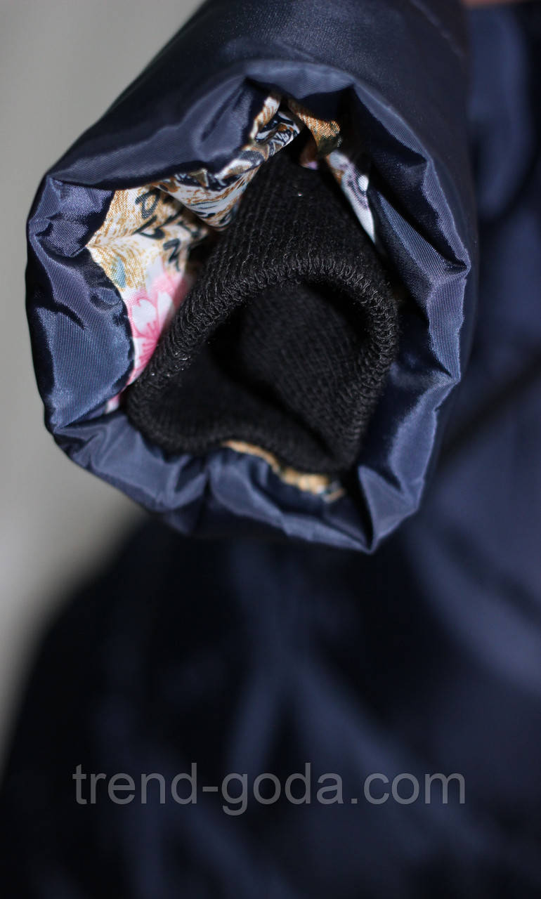 Куртка удлиненная женская,пальто зимние на молнии, темно-синие - фото 5 - id-p601626491