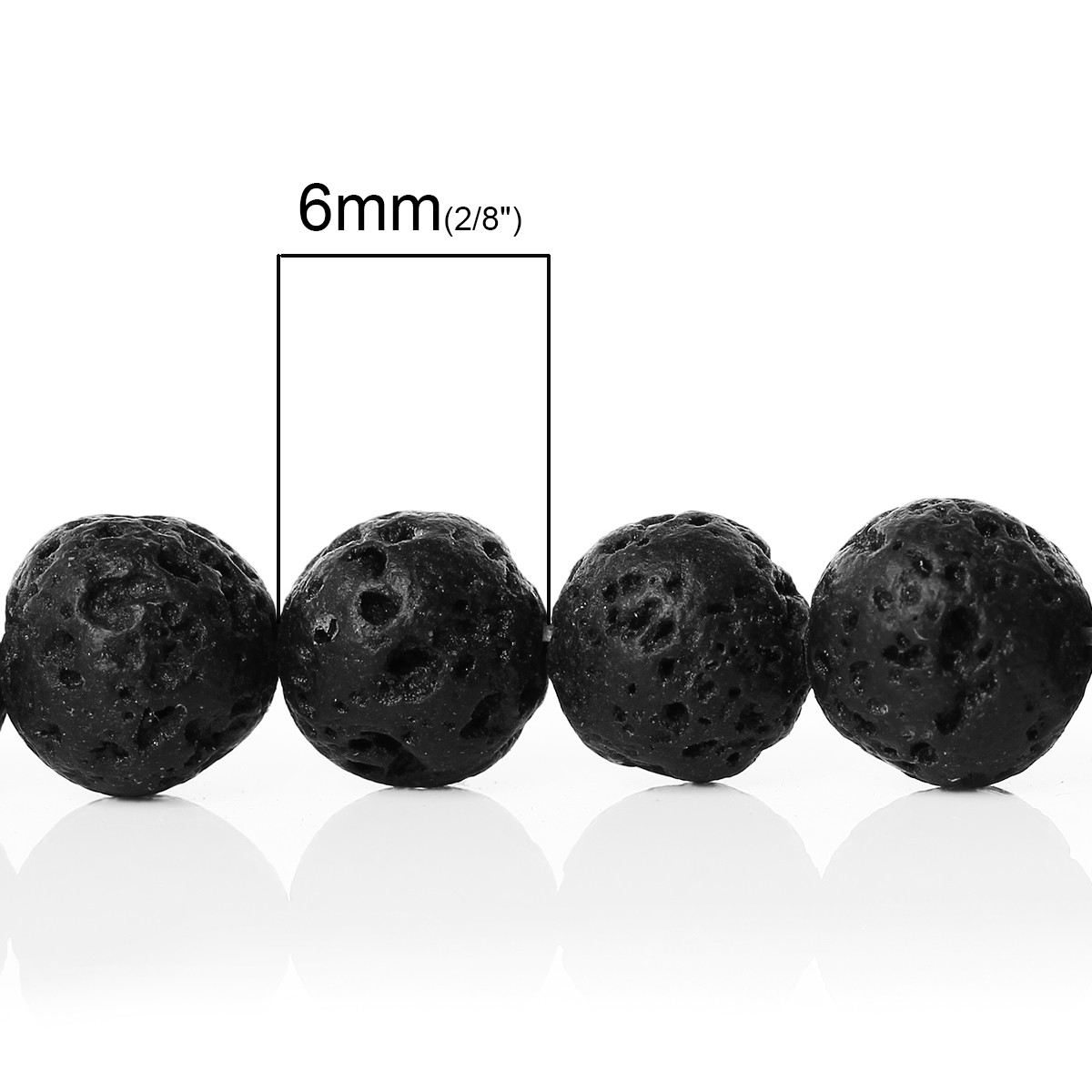 Бусина круглая черная, Из лавы ( Вощёная ), Около 6 мм Диаметр, Отверстие: пример 1 мм - фото 2 - id-p601643065