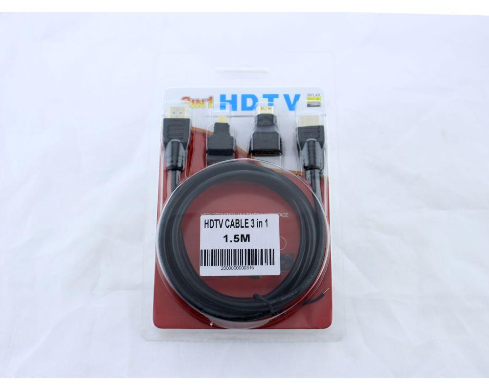 Кабель HDMI 3 in 1 1,5 m,micro,mini HDMI