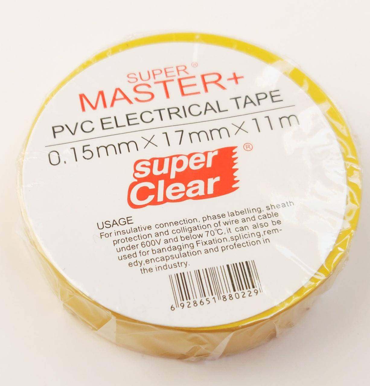 

Изолента ПВХ Super Master+, 11м, 17мм, желтая.