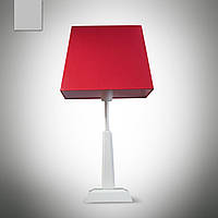 Высокая деревянная белая настольная лампа с красным абажуром 14100-2 серии "Атланта"