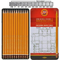 Набор графитных карандашей Koh-i-Noor Technic 12 шт НВ-10Н серии 1500