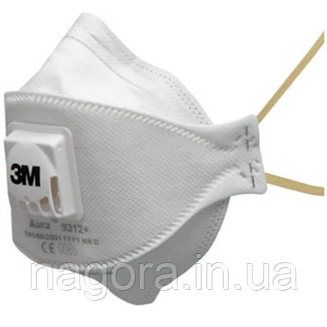 3МTM 9312+ Aura Респіратор з клапаном від токсичного пилу, клас FFP1, EN149, фото 1