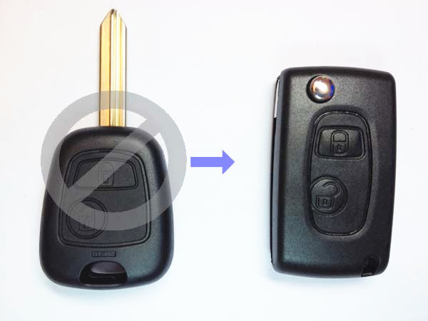 Викидний ключ Citroen berlingo, jumpy, xsara на 2 кнопки для переробки зі звичайного