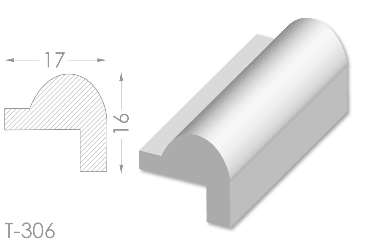 Декоративний кутовий молдинг, плінтус, фриз, кутова тяга з гладким профілем з гіпсу т-306