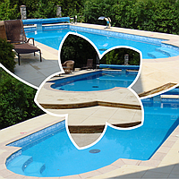 Плавательный бетонный бассейн неправильной формы