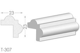 Декоративний кутовий молдинг, плінтус, фриз, кутова тяга з гладким профілем з гіпсу т-307