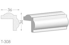 Декоративний кутовий молдинг, плінтус, фриз, кутова тяга з гладким профілем з гіпсу т-308