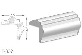 Декоративний кутовий молдинг, плінтус, фриз, кутова тяга з гладким профілем з гіпсу т-309