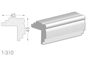 Декоративний кутовий молдинг, плінтус, фриз, кутова тяга з гладким профілем з гіпсу т-310
