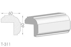 Декоративний кутовий молдинг, плінтус, фриз, кутова тяга з гладким профілем з гіпсу т-311